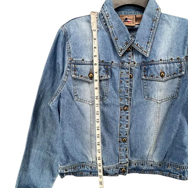 Don't Mess With Texas Jean‎ Jacket Womens XL Blue Denim Studded Western Cowgirl - Image 7