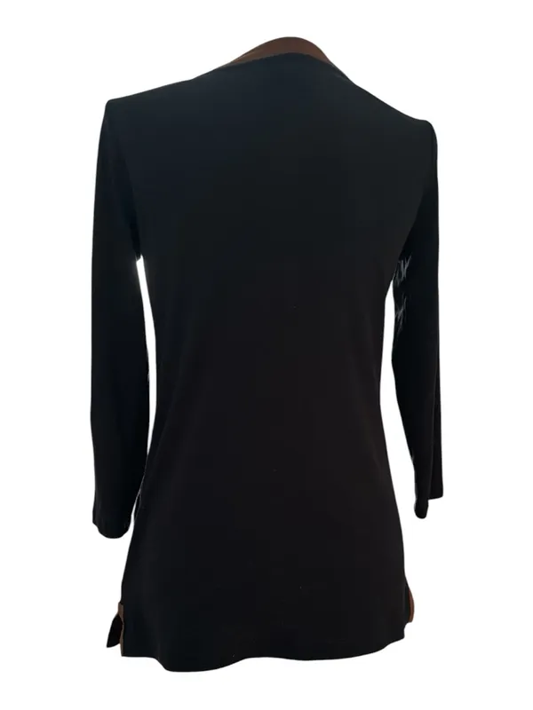 Ralph Lauren Black Brown Long Sleeve Pullover Equestrian Cotton Knit Tunic Top S - Image 3