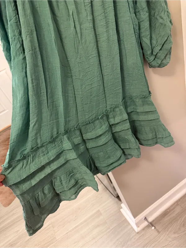 Entro Sage Green Crochet-Neck Boho Dress – Excellent Condition (Size L) - Image 6