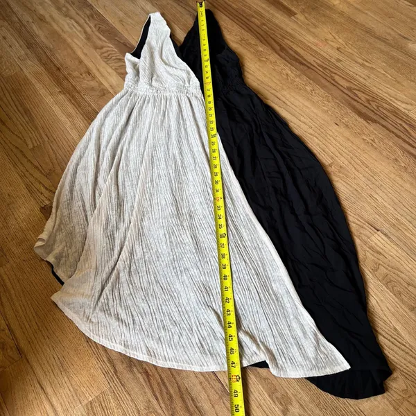 Maeve Anthropologie Colorblock Midi Dress Black Beige Smocked‎ Waist Womens M - Image 6