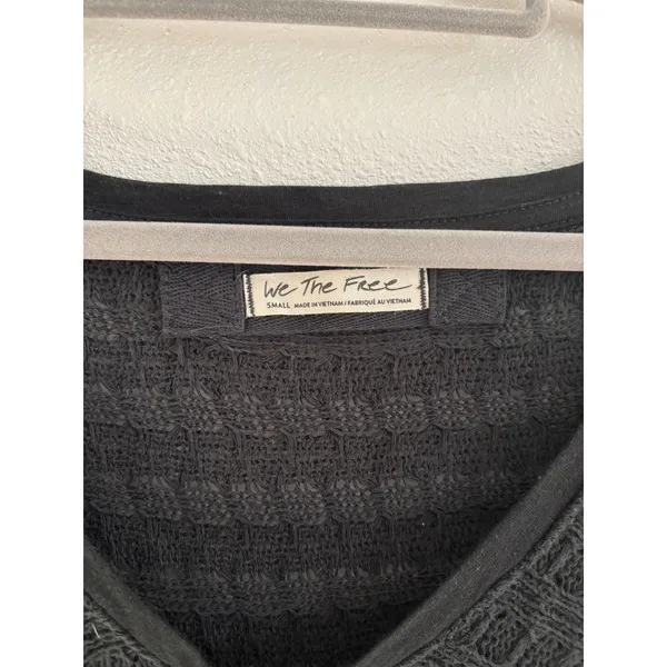 We The Free Free People Hacci Sweater‎ Womens Small Black Oversized Boho Open Knit - Image 3