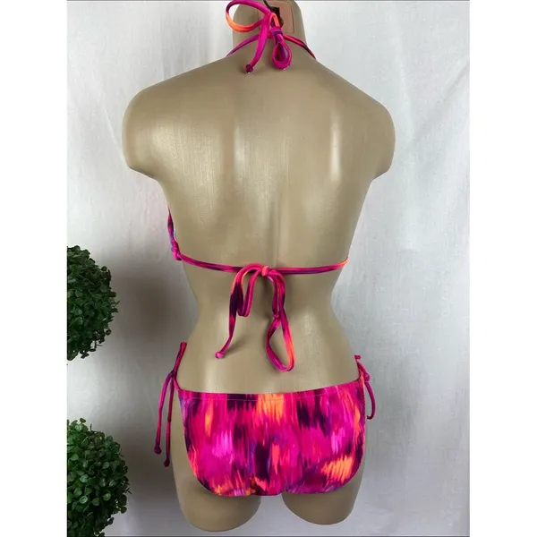 Venus Pink Print 2 Piece Triangle Slide Side Tie String Bikini Swim Suit 8/DD - Image 3