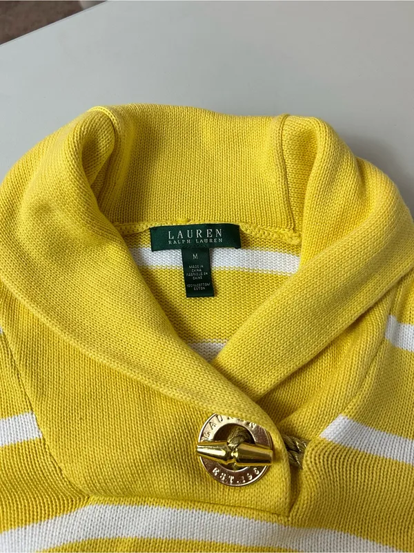 Lauren Ralph Lauren Classic Yellow Striped Nautical Pullover Sweater Size Medium - Image 8