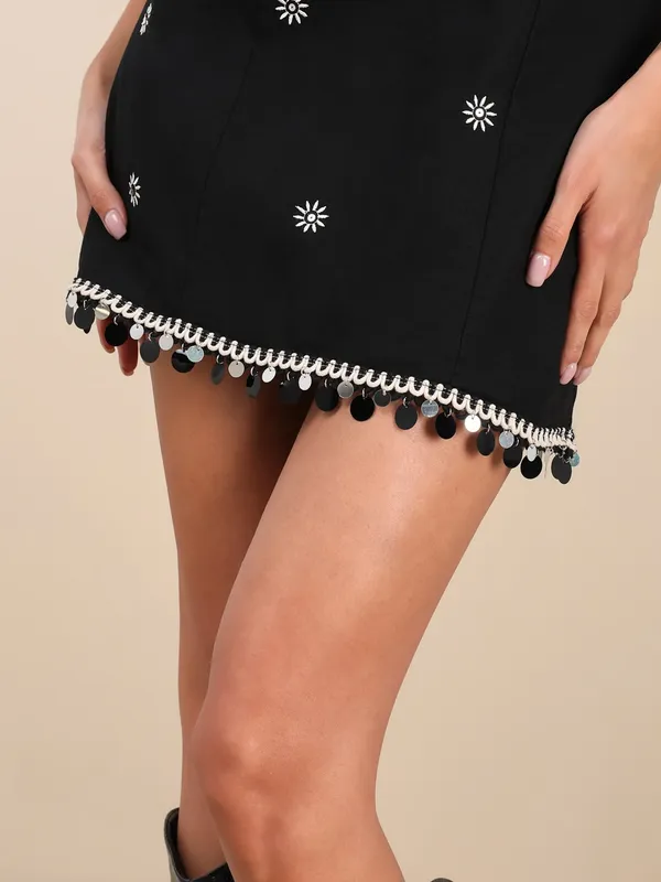Lulus Carlijn Black Embroidered Paillette Sequin Strapless Mini Dress Size XS - Image 2