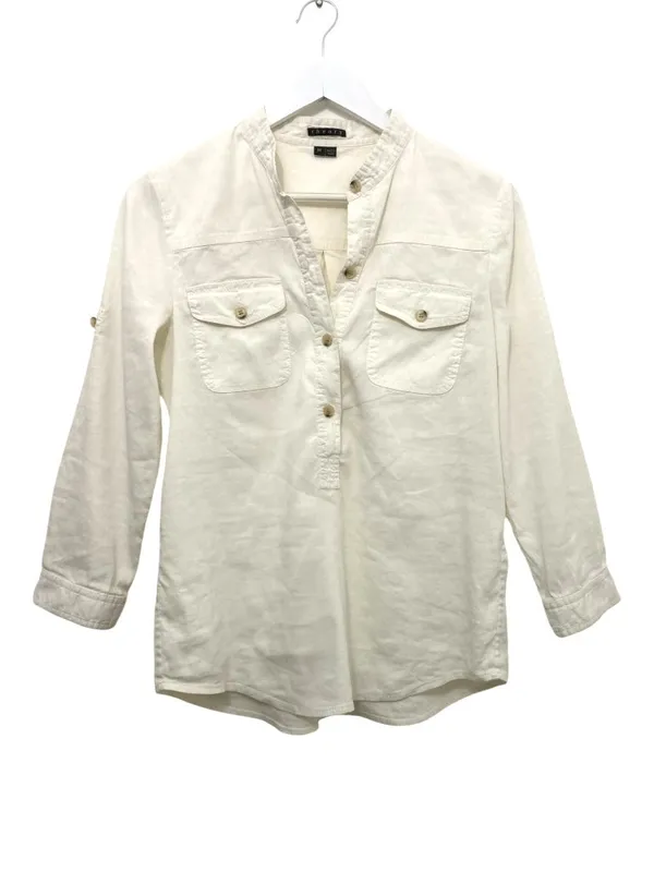 Theory "Corian" Luxury Linen-Blend Popover Utility Shirt M - Image 3