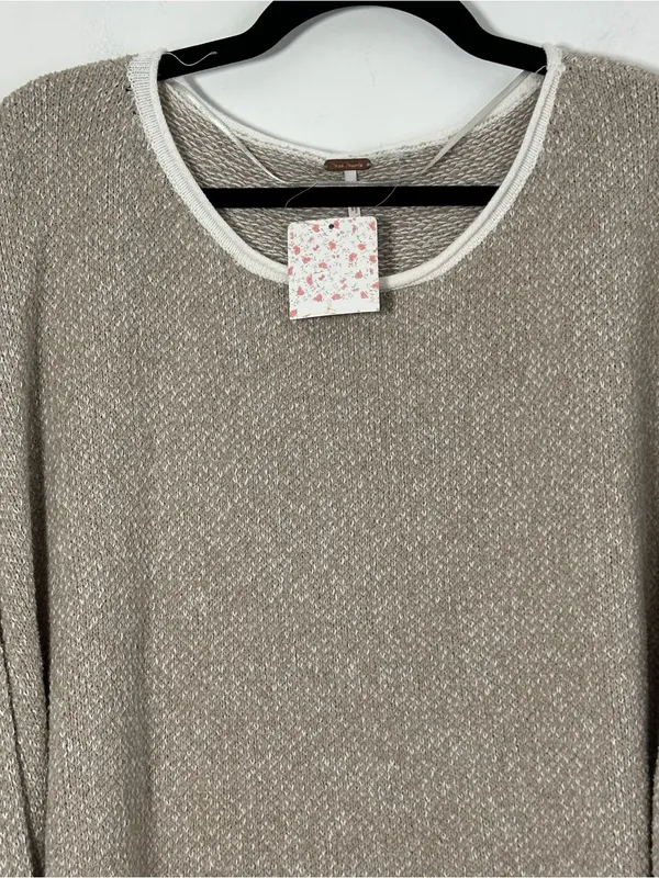 Free People XS Oversized Knit Pullover Sweater Beige Cream NWT - Image 2