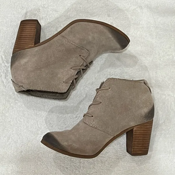 Toms Tan Lunata Suede Lace-Up Heeled Booties Size 7 - Image 10