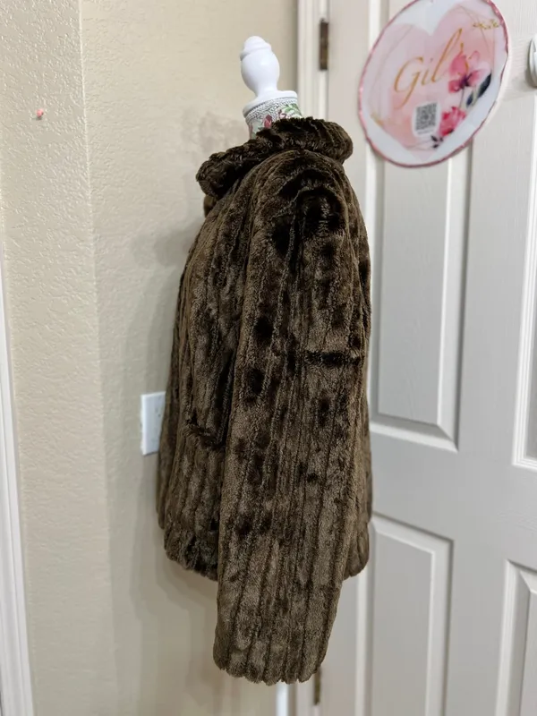 White Stag Vintage 90’s Brown Plush Teddy Jacket size XL - Image 4