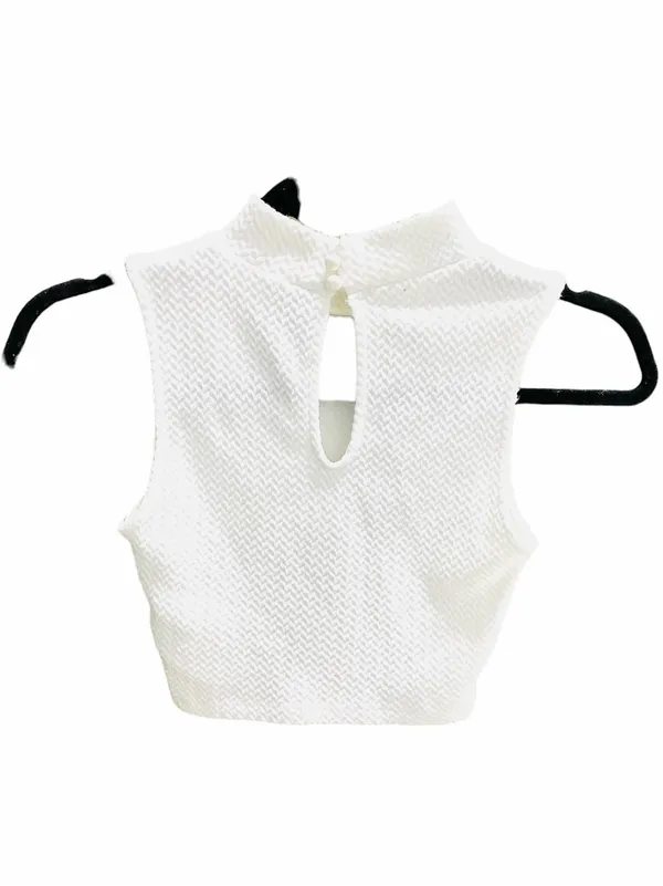 H&M White Textured Sleeveless Crop Top Sz XS NWOT - Image 7