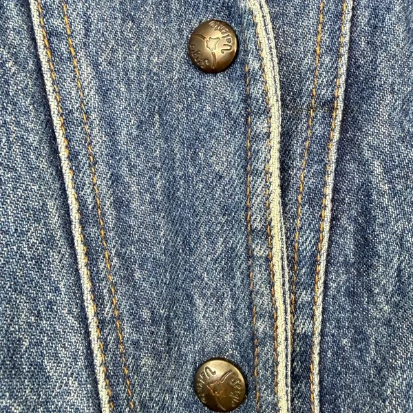 Vintage Sergio Valente VTG Western Pleated Flannel Puff Shoulder Denim Jacket - Image 6