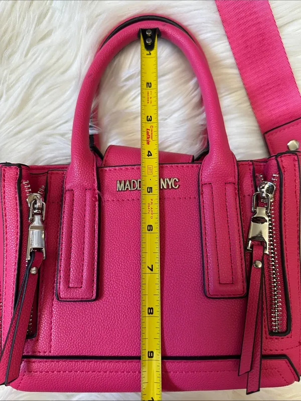 Madden NYC Hot Pink Mini Satchel with Detachable Strap & Rhinestone Pouch - Image 12