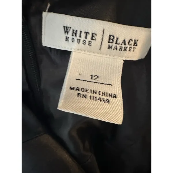 White House Black Market Dress White/Black Vintage Size 12 Vneck Sleeveless Y2K - Image 7