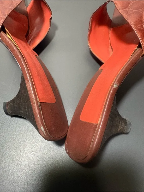 NINE WEST Vintage 90s Brown and Orange Kitten Heels - Image 6