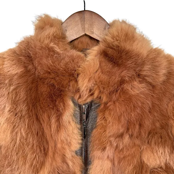 Vintage Genuine Rabbit Fur Coat Jacket Small Made In Korea Variegated RN66109 - Image 3