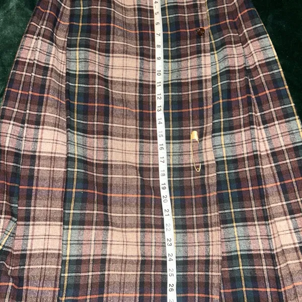 Vintage Classic Of Boston Women’s Brown Plaid Kilt Wrap Midi Skirt Sz 11 - Image 3