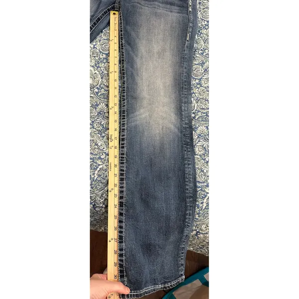 Vigoss The New York Bootcut Jeans Medium Wash Sequin Embroidered Flap Pocket 32 - Image 11