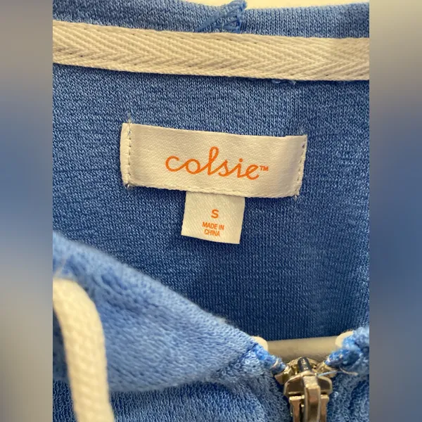 LIKE NEW Target Colsie Terry Cloth Blue Zip-Up Hoodie - S - Image 4