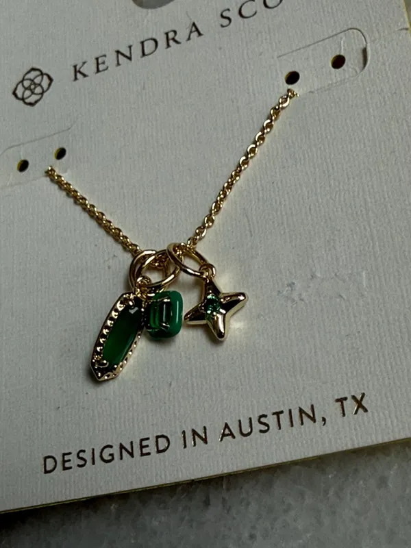 Kendra Scott Emma Green Multi-Charm Necklace New - Image 3