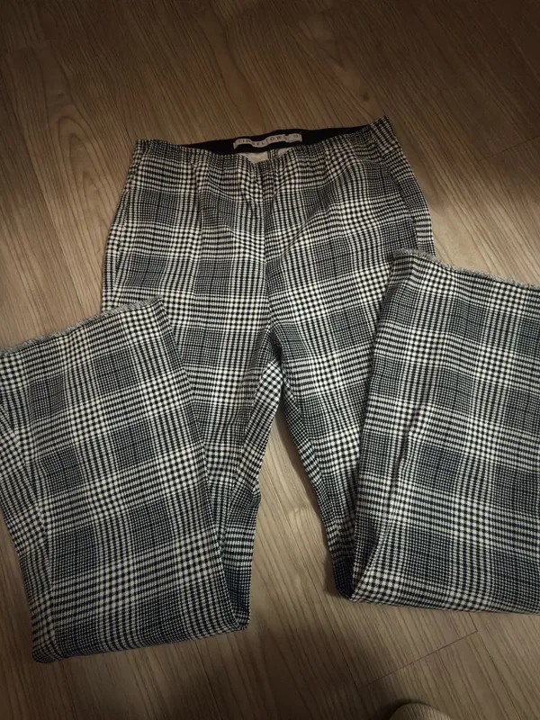 Women’s Plaid Flare Pants High Waist Wide Leg : - Image 3