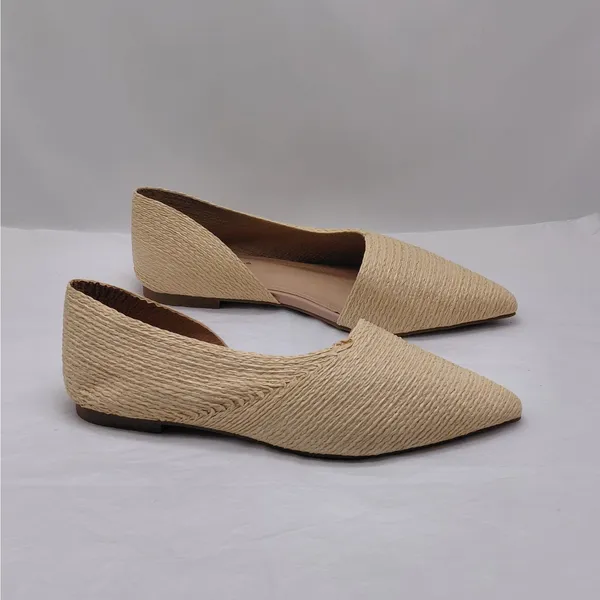 Cape Robbin Womens Raffia D'Orsay Flats Size 8.5 Pointed Toe Slip On Shoes - Image 11