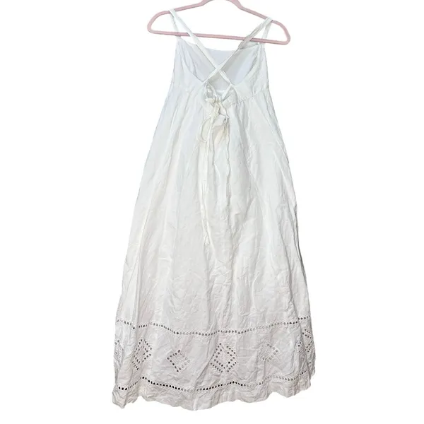 Madewell Embroidered Eyelet Tie Back‎ Cami Midi Dress Size 10 White - Image 6