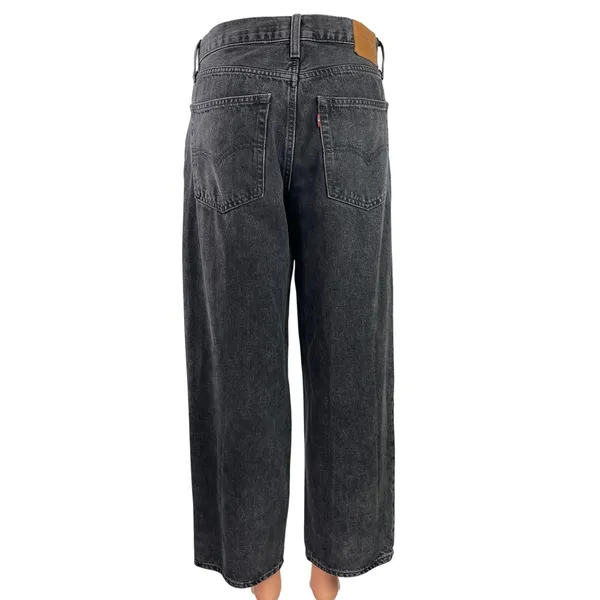 Levi's Baggy Dad Women's Black High Waisted Wide Leg Ankle Denim Jeans Pants 28 - Image 3