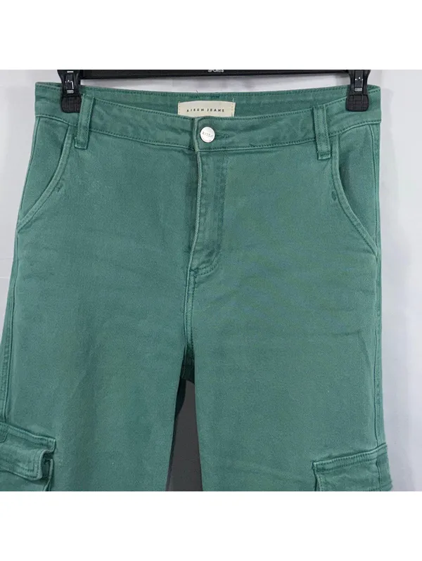 Risen Jeans Women’s Cargo Wide Leg Pants Size 9/29 Green Stretch Denim - Image 2