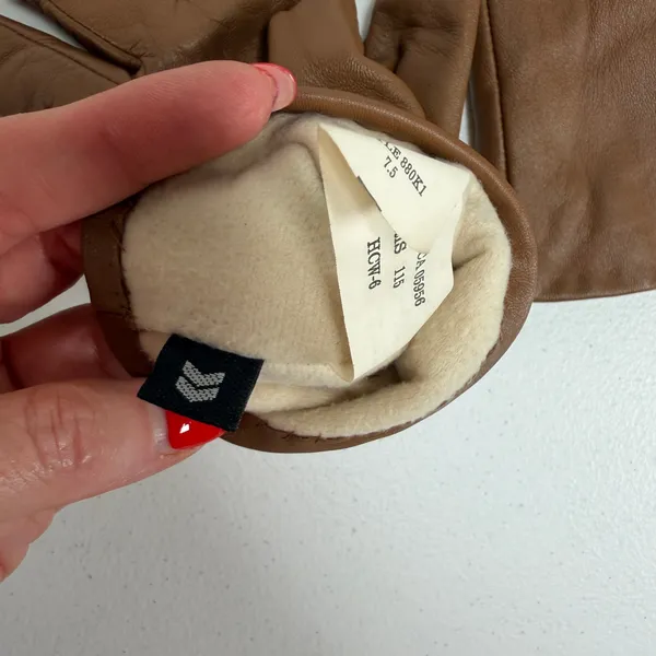 Aris Isotoner 7.5 Gloves Tan Brown Leather Thinsulate Insulated Winter Warm - Image 4