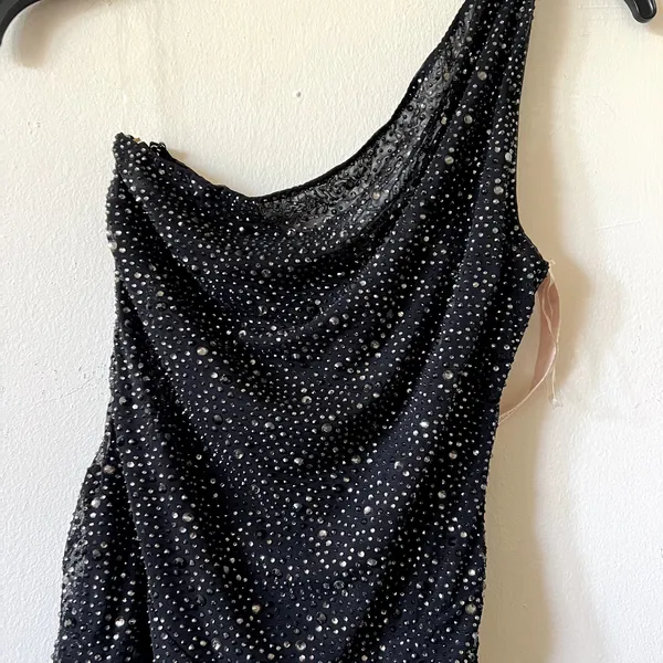 Oh Polly Zahira Embellished One-Shoulder Mini Dress in Black Size 4 New - Image 8