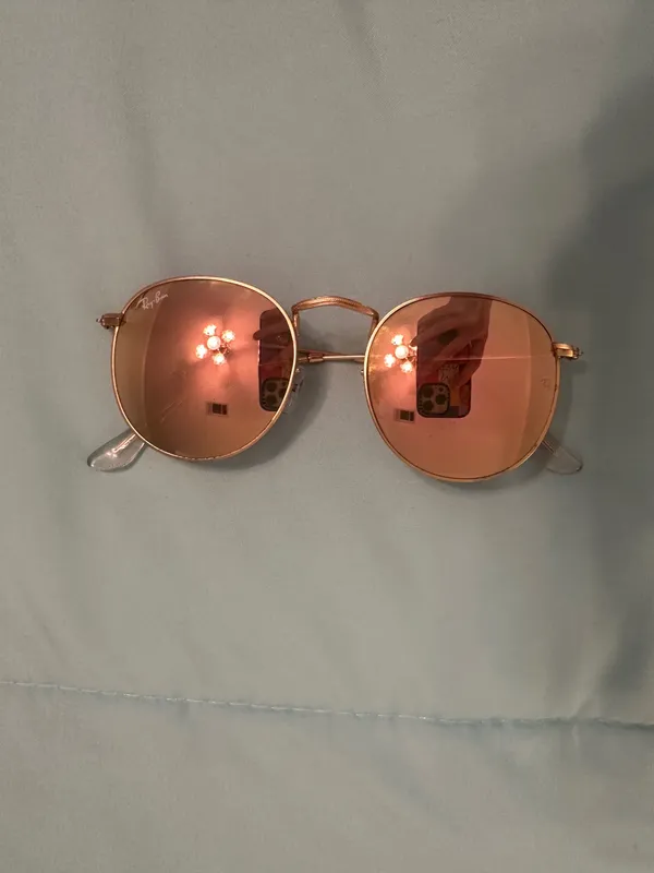 Ray-Ban Round Metal Pink Flash Lens Gold Frame Sunglasses - Image 3