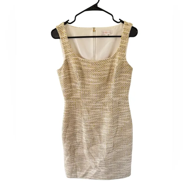 Tory Burch Emma Golden Yellow Tweed Sheath Dress - Image 9