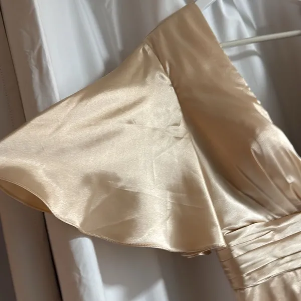 Hebeos‎ Champagne Flutter Sleeve Bridesmaids Dress D41 - Image 5