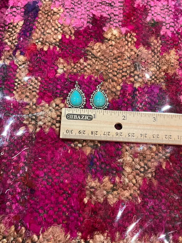 Turquoise stone dangle earrings with silver accents Blue - Image 7