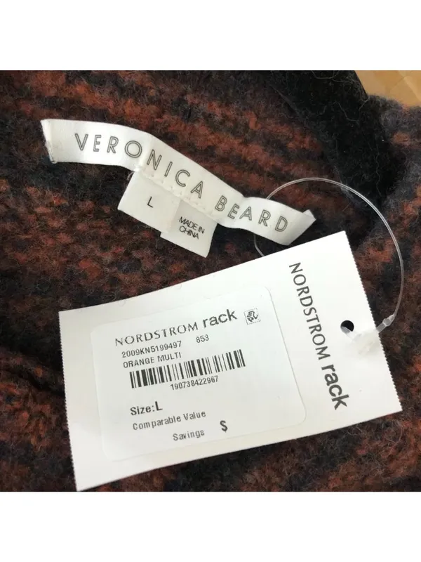 Veronica Beard Lumina Crew Neck Pullover Sweater Merino Wool Blend Orange L - Image 3