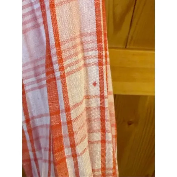 Tommy Bahama Women’s Orange Plaid Linen Long Sleeve Button Up Shirt Size XS (668 - Image 4