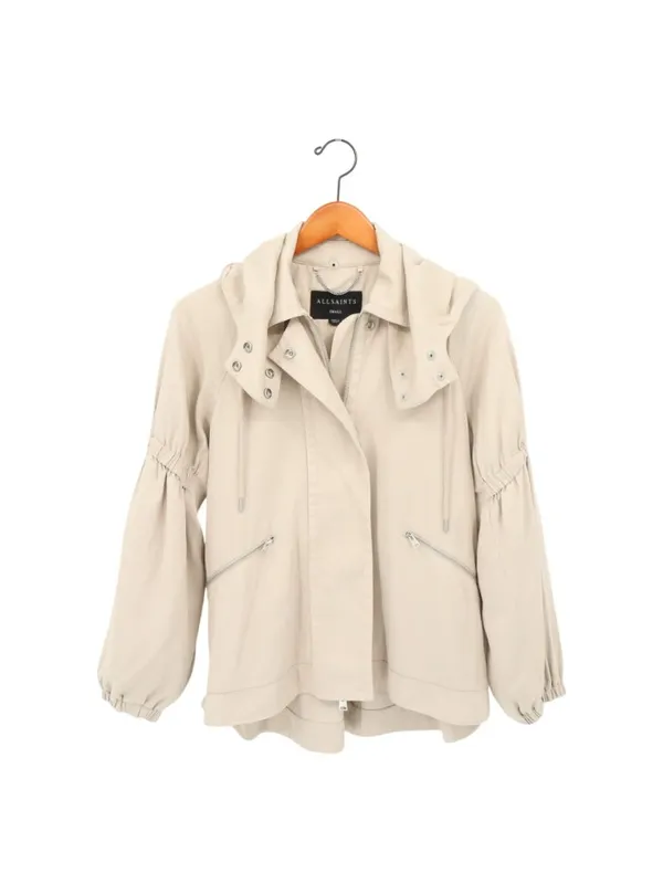 AllSaints Cherry Jacket in Barley Beige Hooded Zip Front S All Saints - Image 4