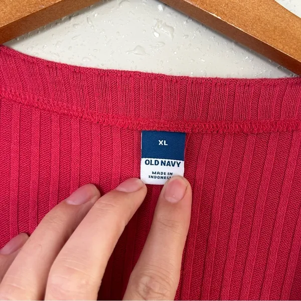 Old Navy Pink Ribbed Cardigan Single Button XL Valentine’s Day Casual - Image 2