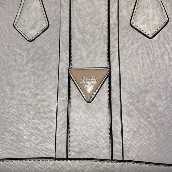 G by Guess Los Angeles White Faux Leather Purse Crossbody Tote - Image 7