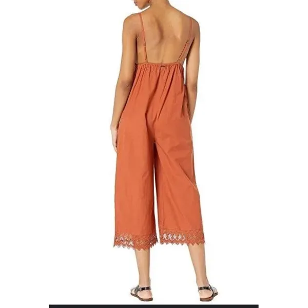 Billabong Lace and Lies Spiced Coral Crochet Trim Wide Leg Jumpsuit‎ Small NEW - Image 2