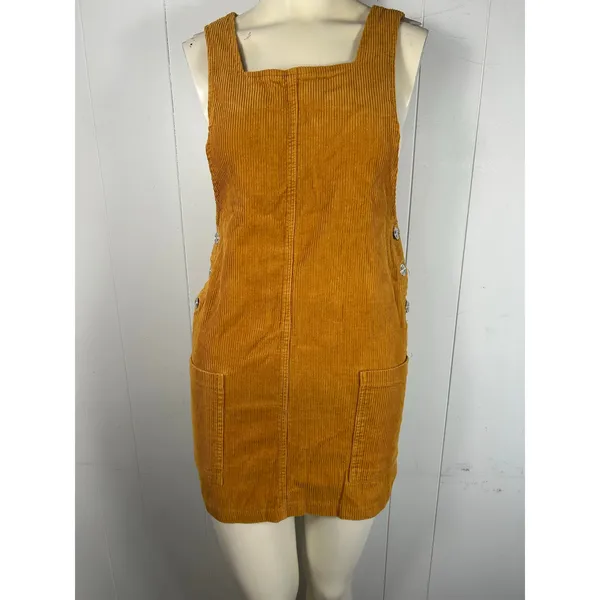 Bershka from Urban Outfitters Women's Corduroy Play Dress Jumper Mustard Size S - Image 2