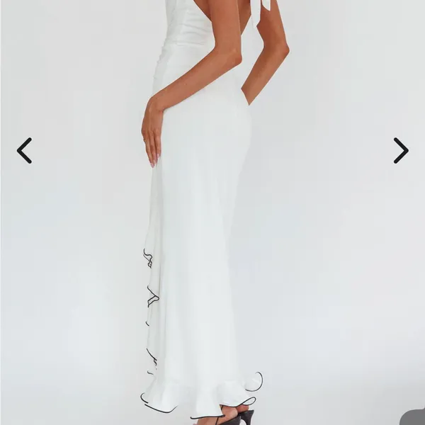Selfie Leslie White Maxi Dress with Black Accents - Image 2