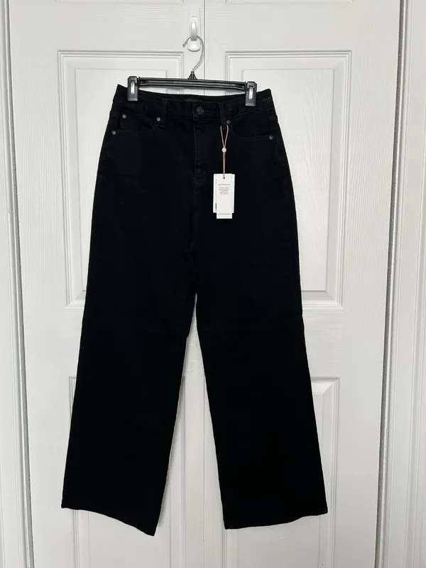 Quince Bella Stretch High Rise Wide Leg Jeans Black Size 29/30 - Image 2