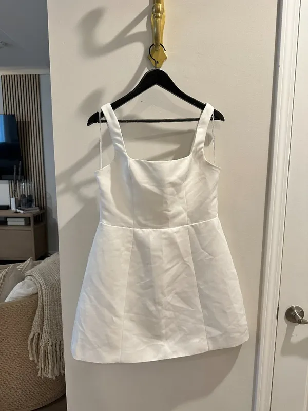 ELLIATT Amelie Square Neck Duchesse Satin Cocktail Minidress in Ivory X-Large - Image 3