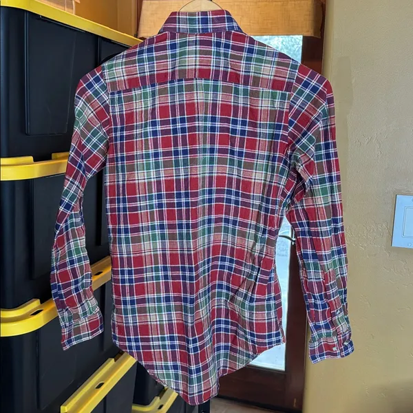 Vintage Lands’ End Madras Plaid Button Down Shirt Size 8 100% Cotton - Image 9