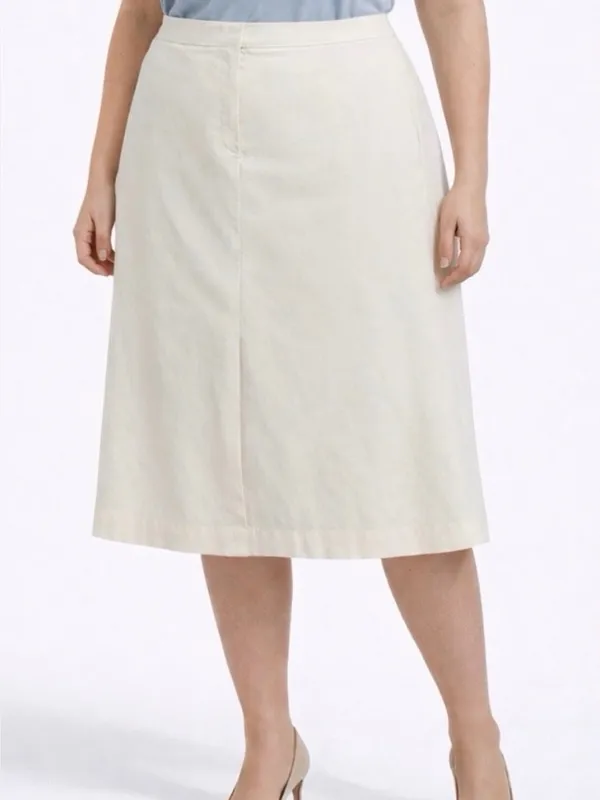 Banana Republic Size 12 Ivory Midi Skirt Cotton Blend A-Line Classic(A439)✨ - Image 2