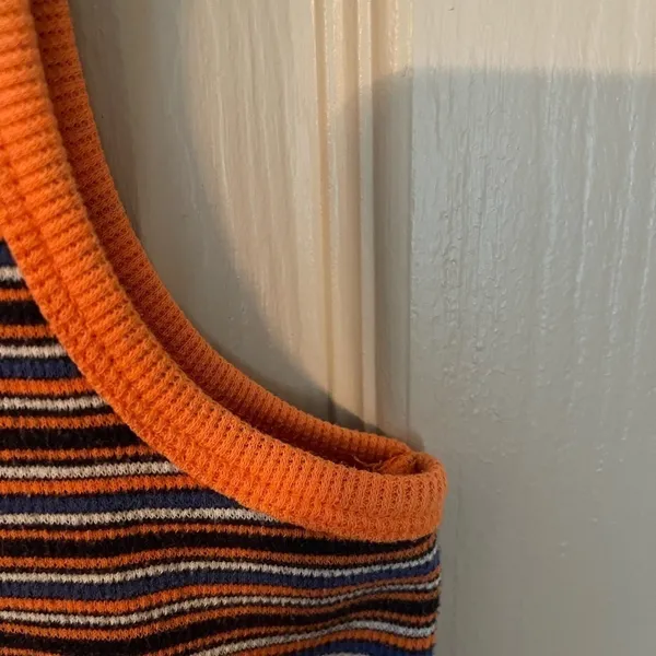 Montana Blues Striped Ribbed Tank Top. Size M. Blue orange stripes. - Image 4