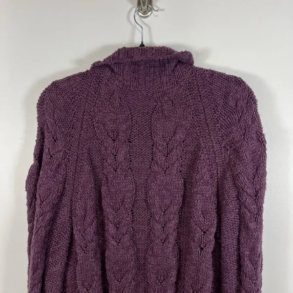 Free People Plum Purple Cable Knit Button Front Cardigan Sweater Small Boho‎ - Image 12