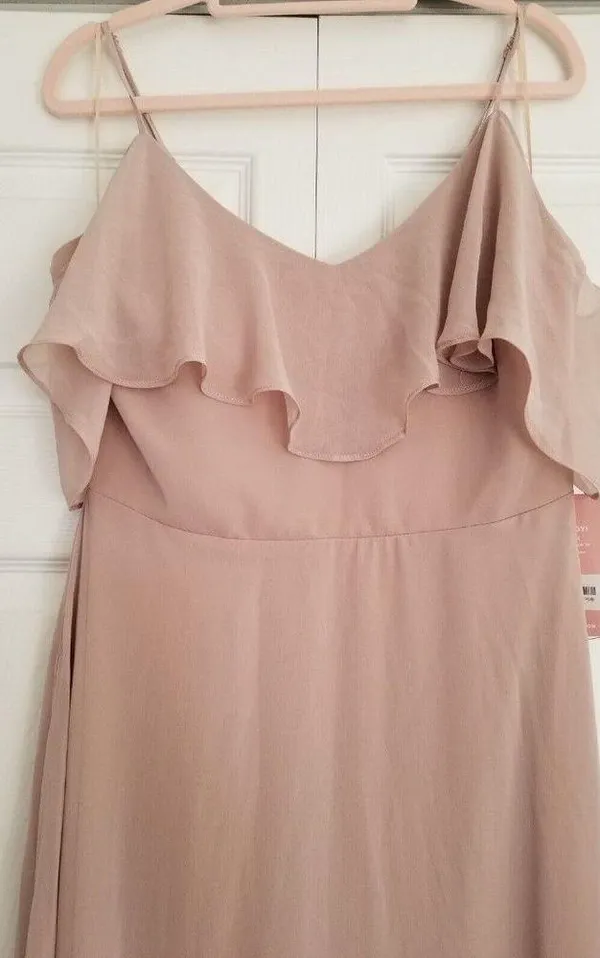 Birdy Grey Jane Convertible Chiffon Maxi Dress Gown in Taupe Size M - Image 4