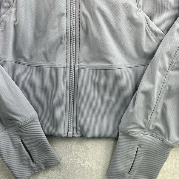 Lululemon Sz 10 In Flux Jacket Dance Studio Reversible Hooded Silver Fox Stretch - Image 5