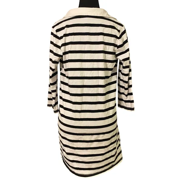 The Nines by HATCH Maternity Dress S Black White Breton Stripe Cotton Polo Prep - Image 2